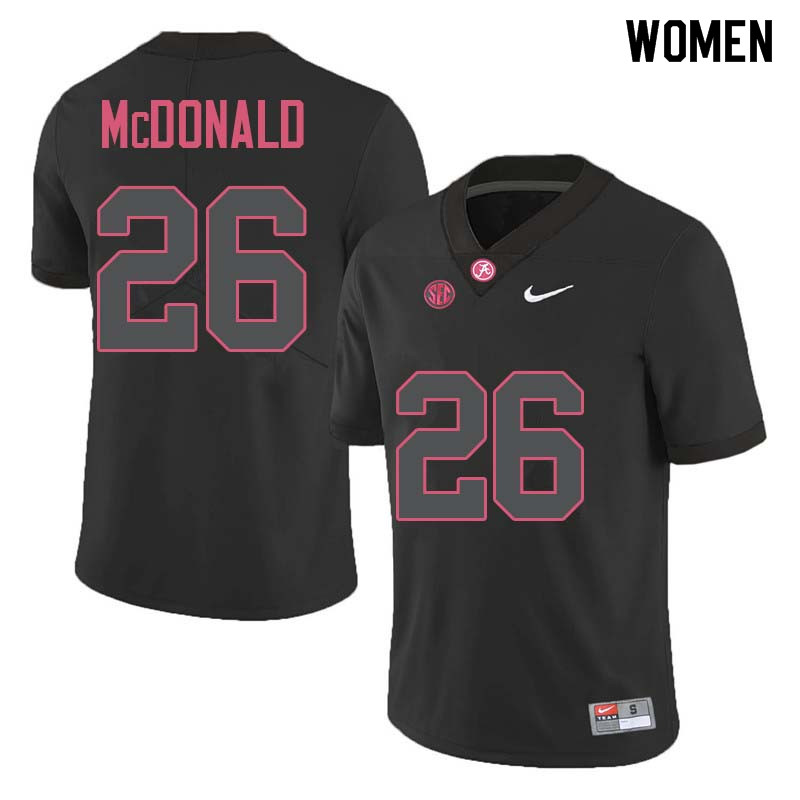 Women's Alabama Crimson Tide Kyriq McDonald #26 Black College Stitched Football Jersey 23MK074JU